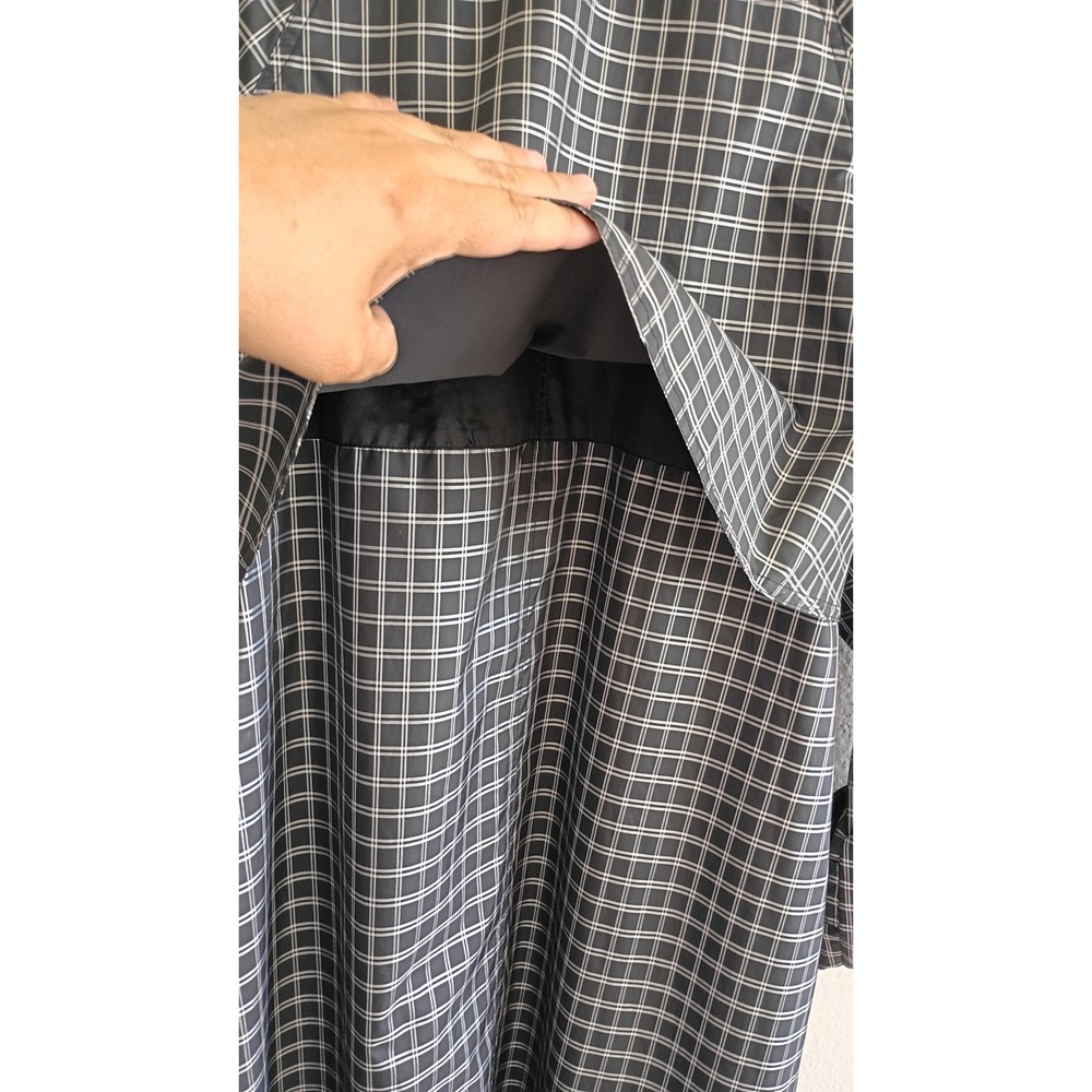 J.G. Hook Vintage Plaid Trench Coat Black White Double Breasted Rain Jacket 10 - Picture 5 of 7